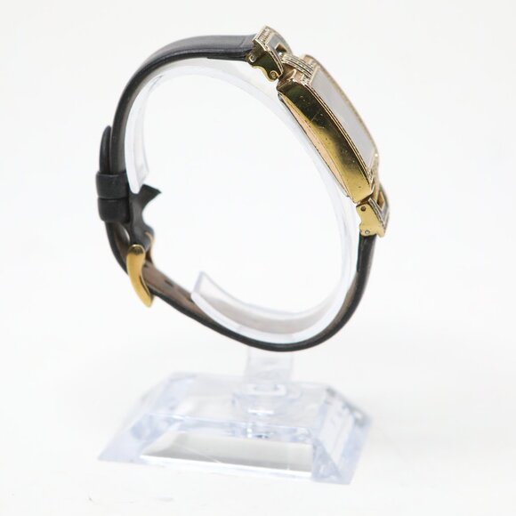 Disney Parks Mickey Mouse Analog Watch Art Deco Gold Black Leather Rhinestones - Picture 11 of 14